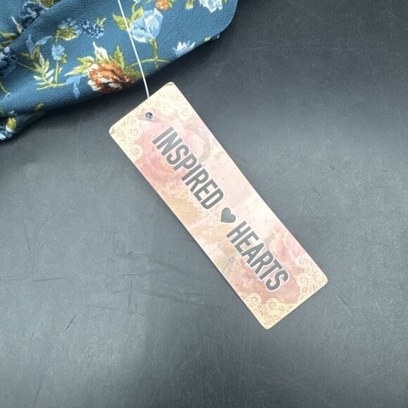 Inspired Hearts Colorful Floral Satin Milk Maid Peasant Midi Dress Sz S NEW - Picture 8 of 11